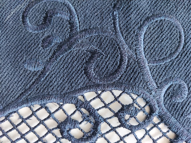 Hollow cut piece embroidery